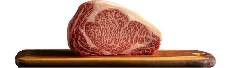 High-grade Australian Wagyu steak with marbling on a wooden board
